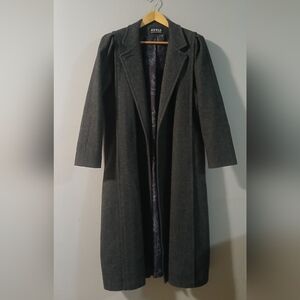 Women's 90s Vinatge Button Down Peacoat Coat Gray Wool Blend